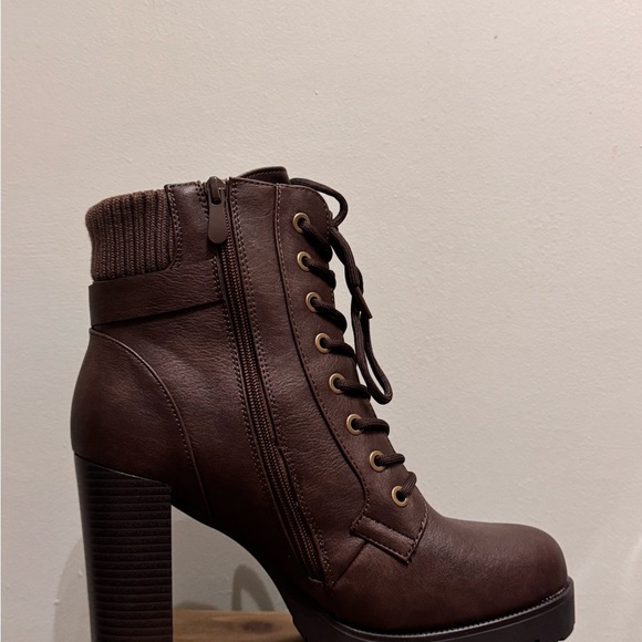 Brown Lace-Up Ankle Boots - Picture 3 of 7